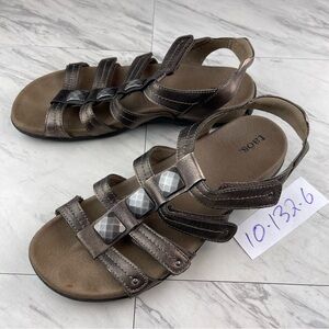 •Taos Sandals Womans 10 Cleopatra Bronze Medallion Strappy Shoes Comfort Sandals